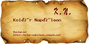 Kolár Napóleon névjegykártya